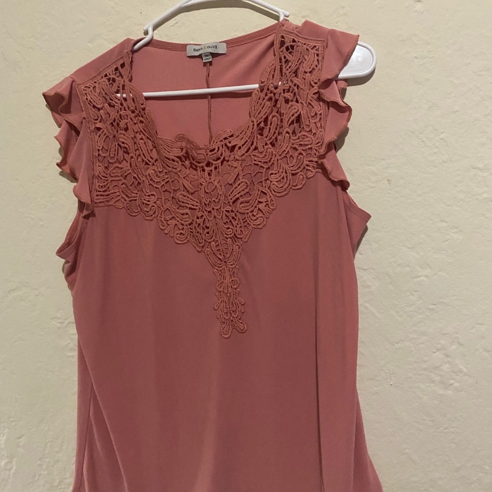 Abrand Elegant Lace Blouse in Dusty Pink